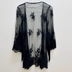 Black Lace & Fringe Kimono